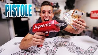 Lustige Spielzeugwaffe Geld Cash Canon | Supreme Money Gun Unboxing  Review  Test [Deutsch/German]