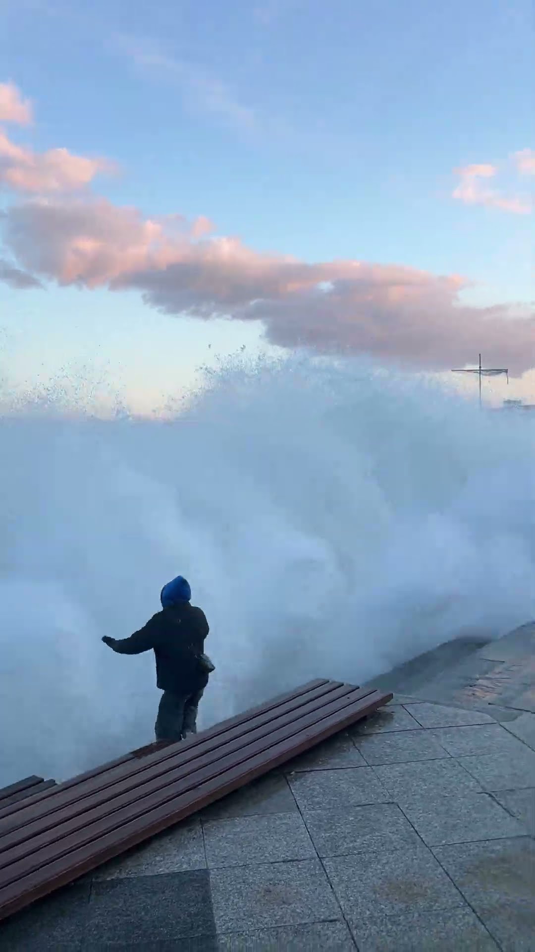 Unexpectedly Strong Wave Crashes Over Embankment || ViralHog