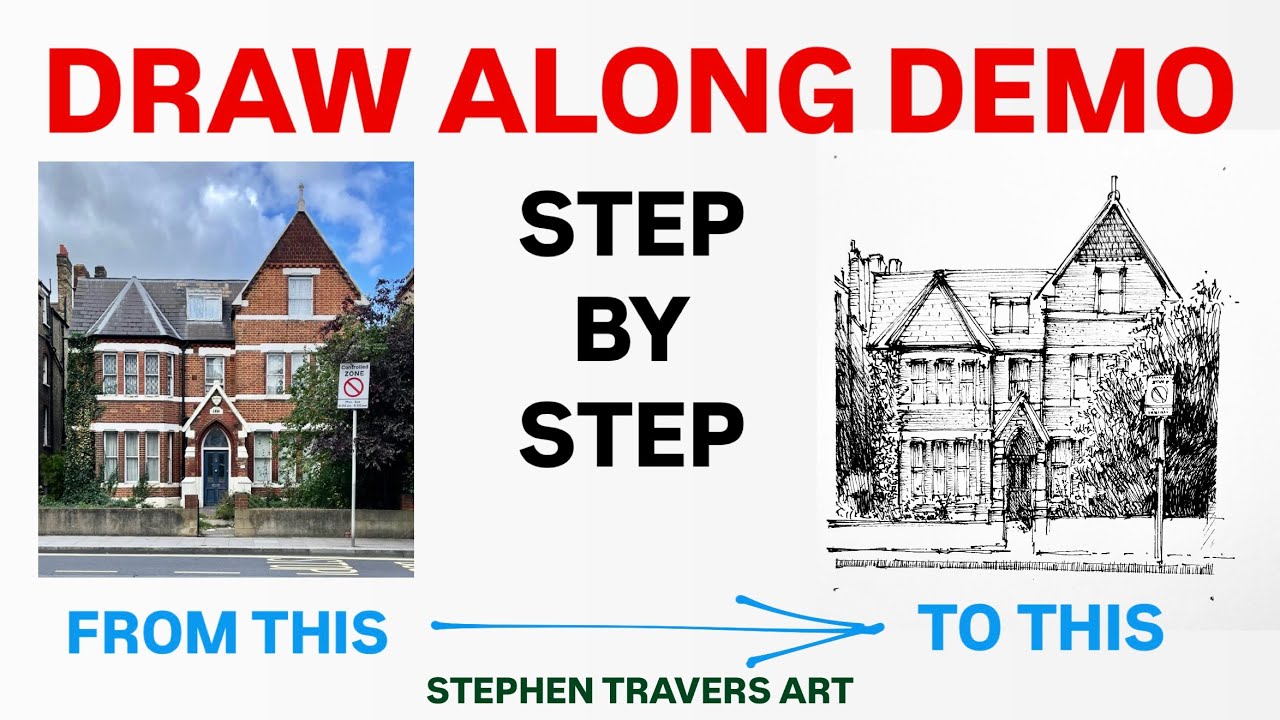 Пошаговый рисунок дома, с которым можно рисовать вместе