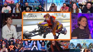 Youtubers React To Sabine First Scene | AHSOKA Ep 1 Sabine Speeder Bike Scene Reaction Mashup