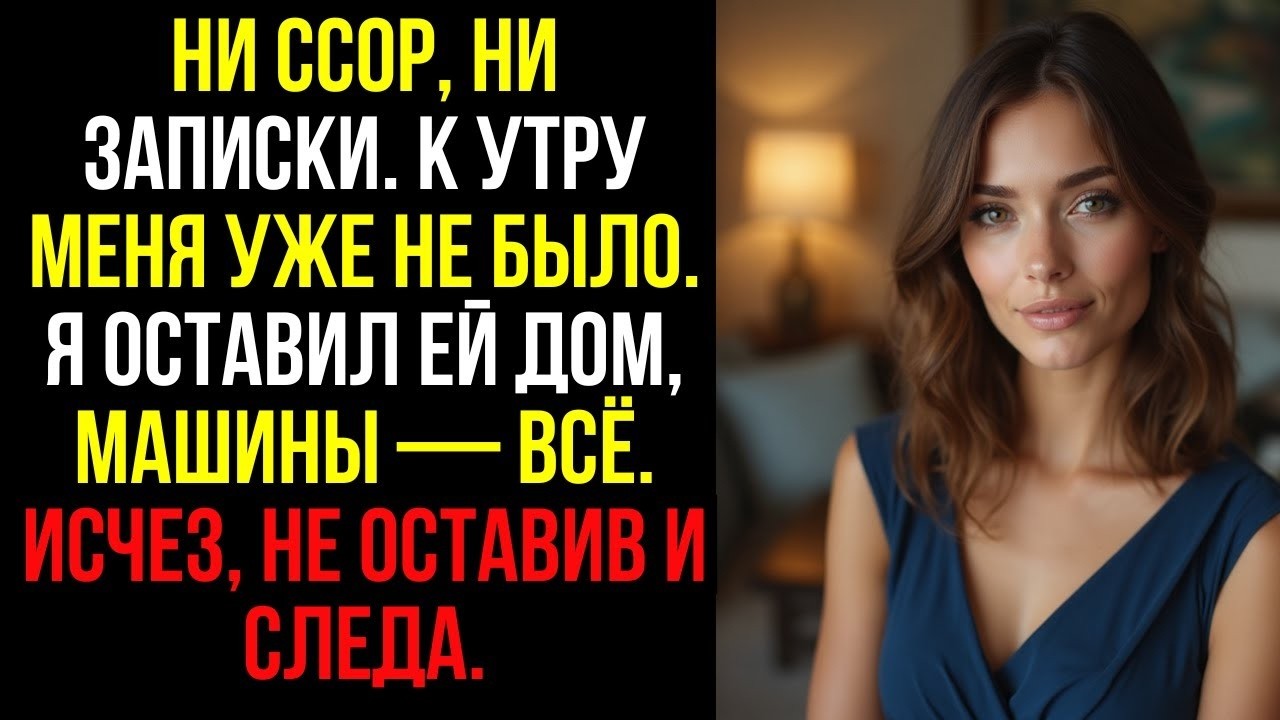 Ни ссор, ни записки. К утру меня уже не было. Я оставил ей дом, машины — всё. Исчез, не оставив и...