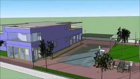 Sketchup Pro 8 ~ B&Y Modern House "Animation" [HD]