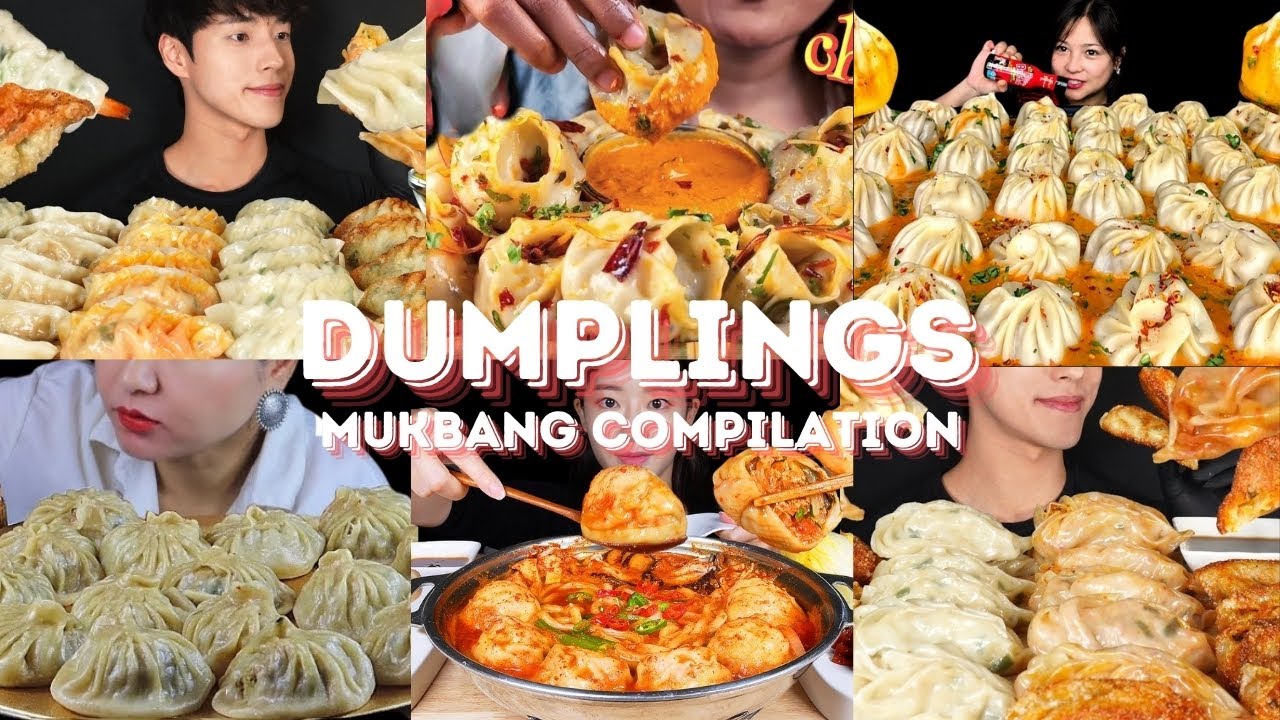 DUMPLINGS MUKBANG *ASMR* COMPILATION |  BIG BITES | EATING SOUNDS