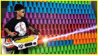 Biggest Nerf Rival Prometheus 200 Balls Automatic Blaster , Learning Colors With Color Cups