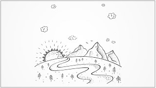 How to draw a Beautiful illustration silhouette sketch house step by step for kids