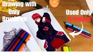 Nalini pathak is live.. Draw Anime using only 8 brush pen | Naruto fan art | Sasori screenshot 5