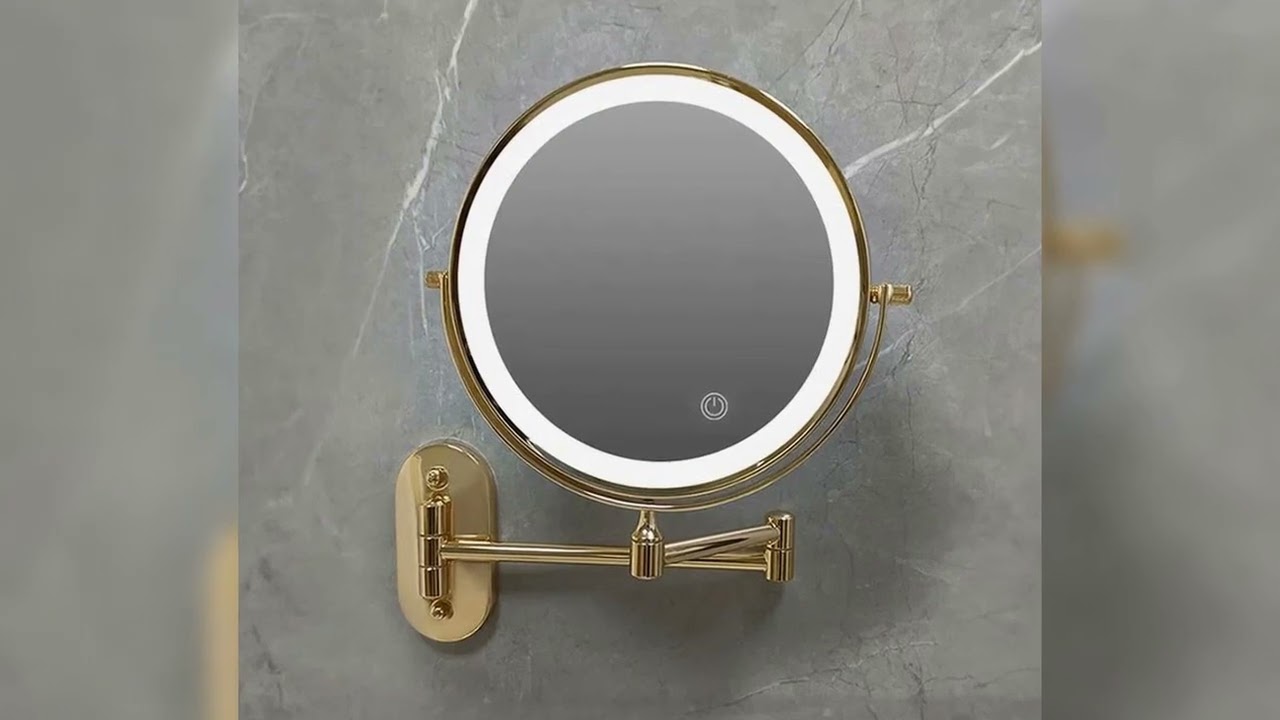 A must-have product!�Golden Wall Folding Makeup Mirror Double Side Fill Light Magnifying USB Charg
