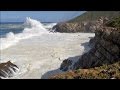 1 hour video of big ocean waves crashing into sea cliffs -  HD 1080P