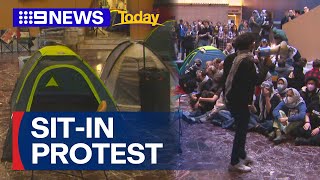 Pro-Palestinian activists stage sit-in at Melbourne University | 9 News Australia