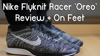flyknit racer oreo on feet