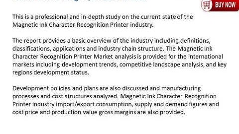 Magnetic Ink Character Recognition Printer Market Top Key Players, Revenue Growth and Forecast 2025