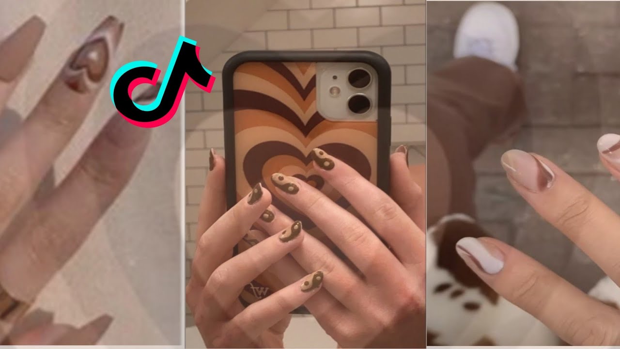 Brown aesthetic Nails🤎viral tik tok compilation