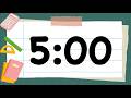 5 Minute Cute Back to School Math Timer (Fun Bells Alarm at End, No Music)