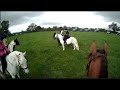 Farouk joins a group of four other horses on a Hurworth Hunt Fun Ride at Brompton Grange, Brompton