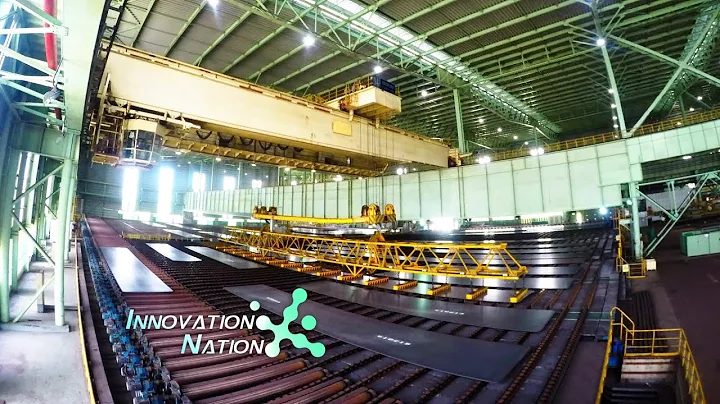 Drone's-eye view of modern Chinese automated steel plant