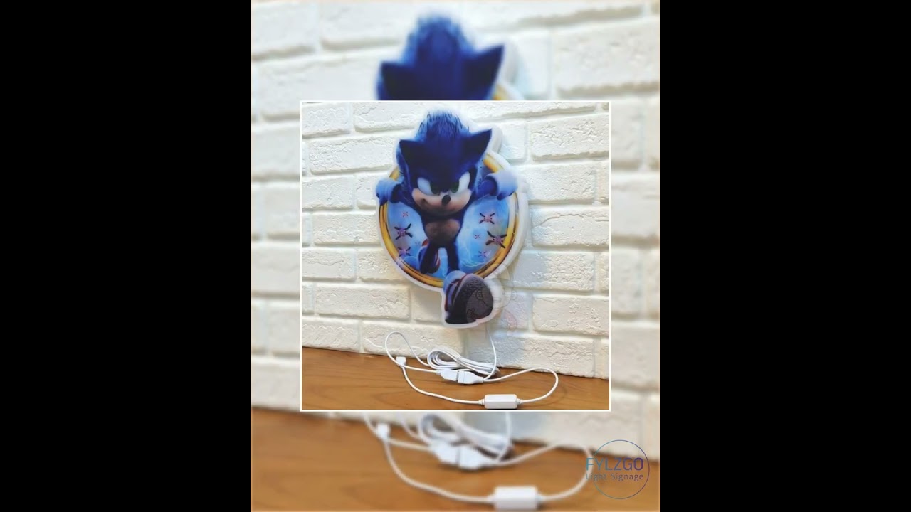 Sonic the Hedgehog 3D Printed LED Lightbox Sign Wall Art Decorative Fan Cave