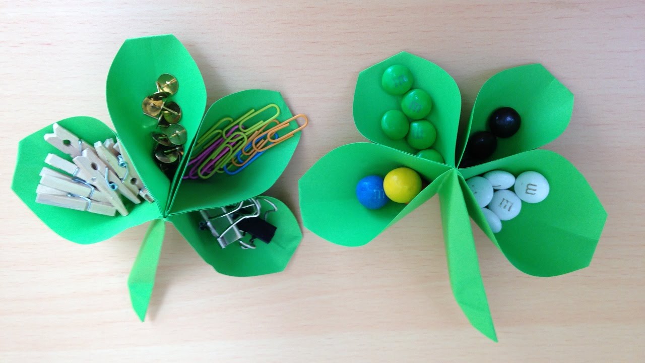 折り紙の四つ葉のクローバー 入れ物 簡単な折り方(niceno1)Origami