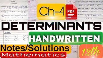 Determinants handwritten notes pdf | class 12th maths |Chapter-4|  Unit-2 Algebra by saalik sir