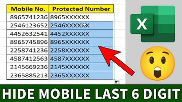 Hide Mobile Number last 6 Digit In Excel | 🔍 Make Mobile Number  protected | 📲