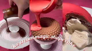 Making of chocolate ice cream cake - tiktok viral - chocolate magic shape ice cream bomb