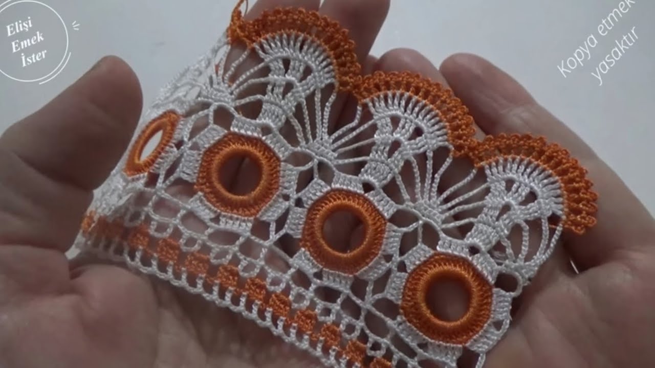 Çeyizlerinin Başköşesinden iki renkli Havlu Kenarlarından birini yaptım! 127 #knitting