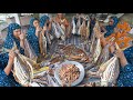 Dried Fish Kosha Recipe - Giant Dry Fish Cutting &amp; Cooking by Village Women - Delicious Food