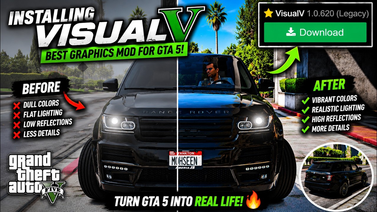 How To Install VisualV Graphics Mod In GTA 5 🔥 Ultra Realistic Graphics ...