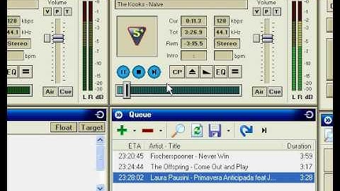 Organizar playlist en Sam Broadcaster con 4 canciones en Queue
