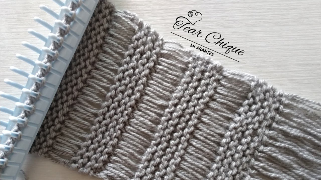 CACHECOL NO TEAR  - PONTO RIO 🌊♒ | LOOM KNITTING DROP STITCH