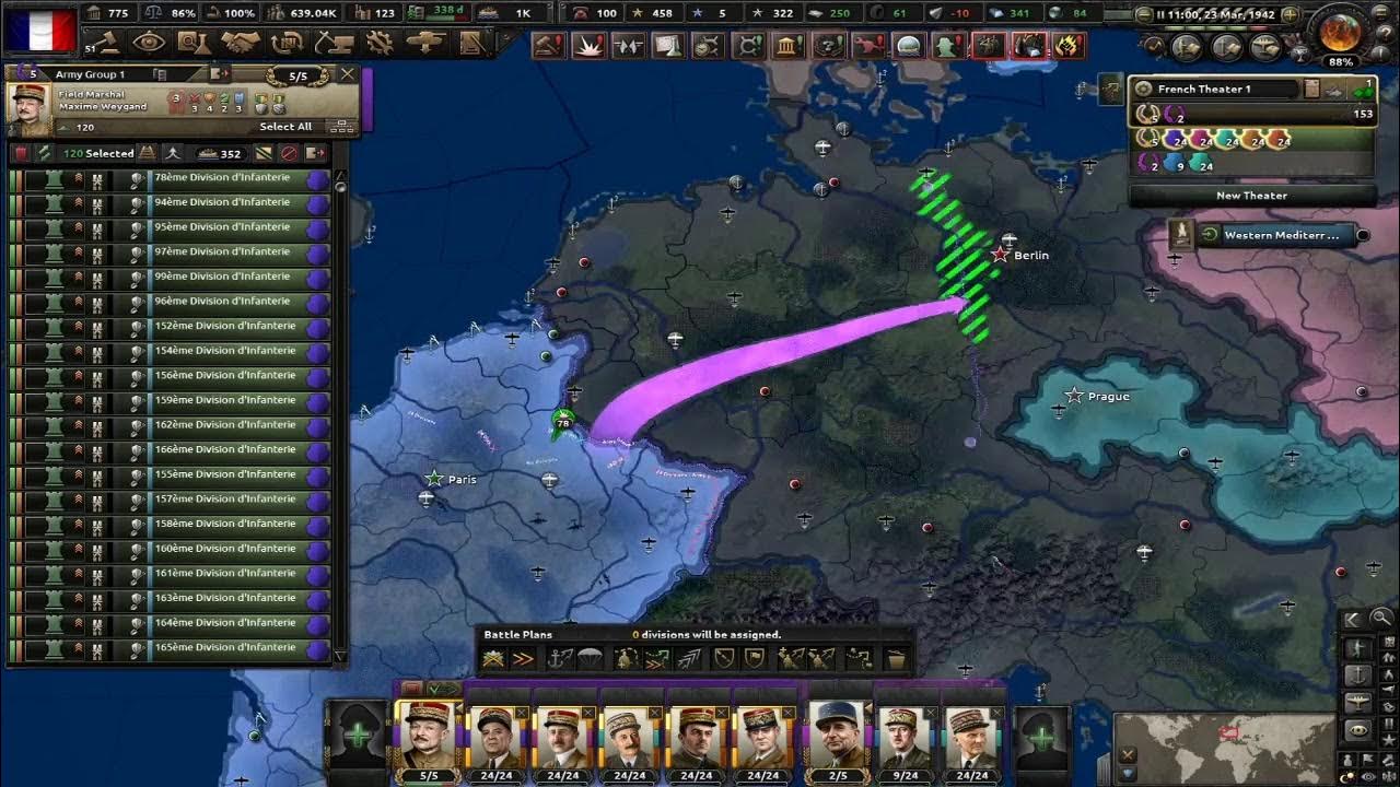 hoi4 40w German tanks Vs Mix Infantry 20w 9/2s YouTube