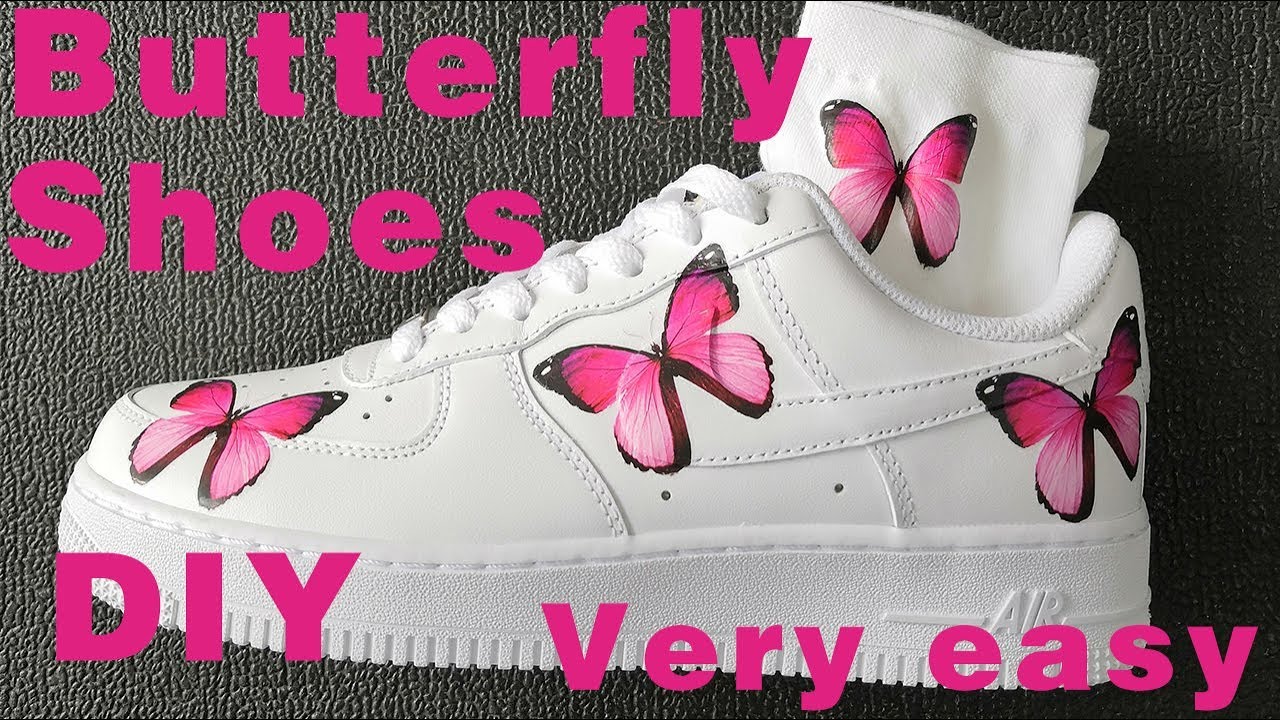 Custom Air Force 1 With Pink Butterfly 