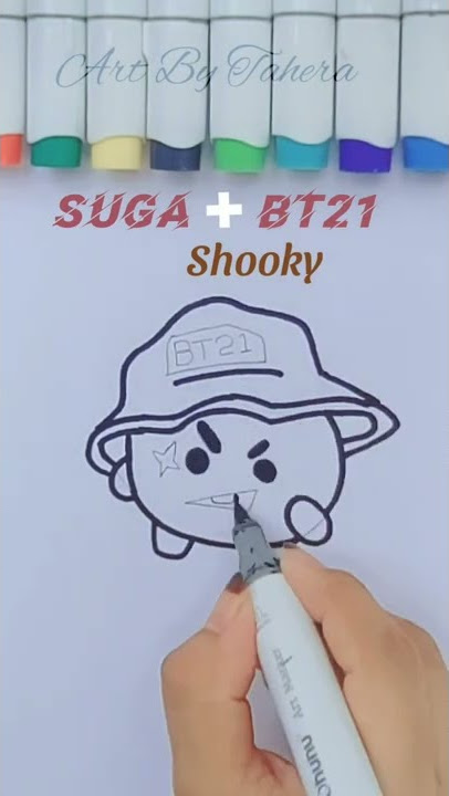 How to Draw Shooky | BTS Suga   BT21 | Shooky face 💜  #bts#suga#minyoongi #bt21#btsamry#shookybt21