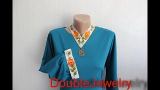 Set of jewelry 2 piece, necklace and bracelet, beadwork set, jewelry orange flower
