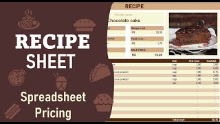 Recipe Sheets Excel Template Spreadsheet pricing screenshot 2