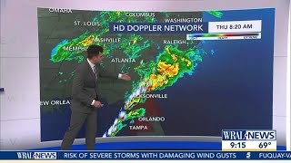 Thunderstorms up & down the East Coast: Damaging winds, heavy rain likely