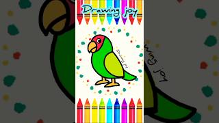 drawing and coloring cute green bird
