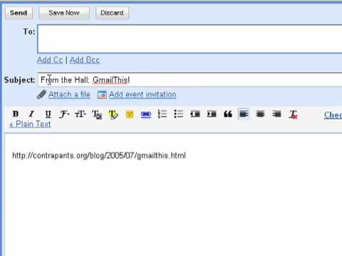 How to use the GmailThis! Bookmarklet
