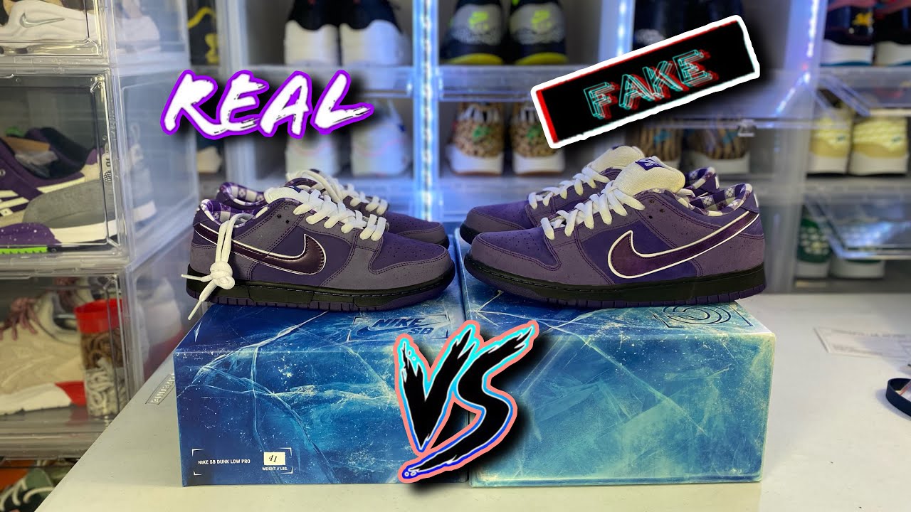Real Vs Fake Nike Sb Dunk Low Concepts Purple Lobster Special Box - Youtube