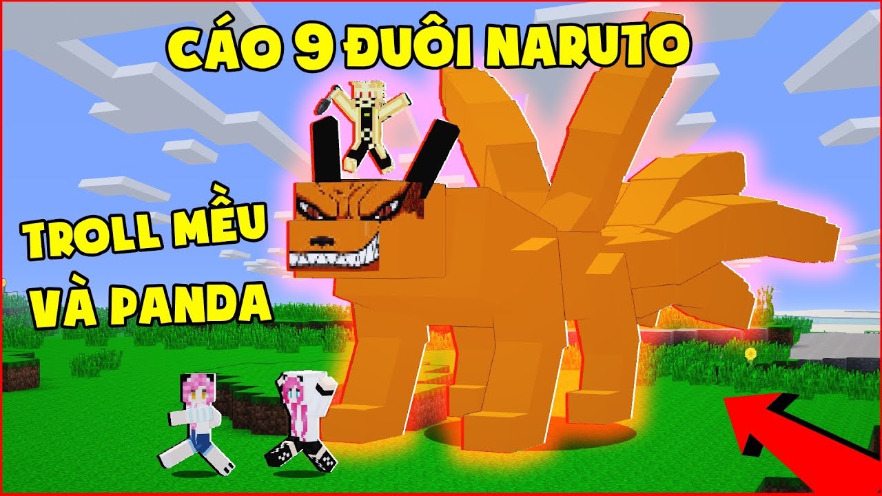 REDHOOD TROLL MỀU VÀ PANDA BẰNG SỨC MẠNH CÁO CHÍN ĐUÔI CỦA NARUTO TRONG MINECRAFT*Thử Thách Redhood