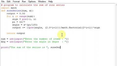 program to calculate the sum of sine series in python