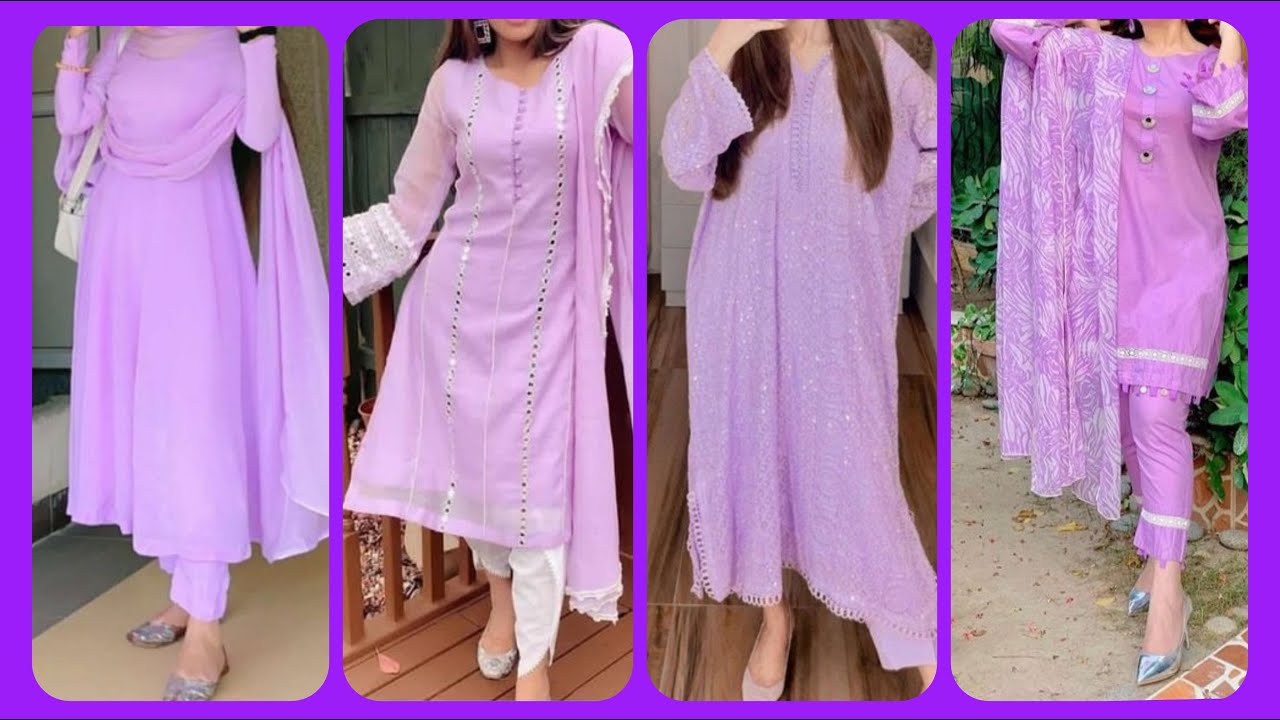 Lavender and purple color gradient gown with draped dupatta – www.liandli.in