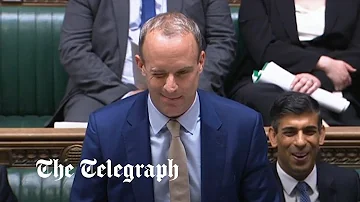 Moment Dominic Raab winks at Angela Rayner as they clash at PMQs