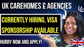 UK CareHomes & Agencies Currently Recruiting With Visa Sponsorship. Hurry now and apply!