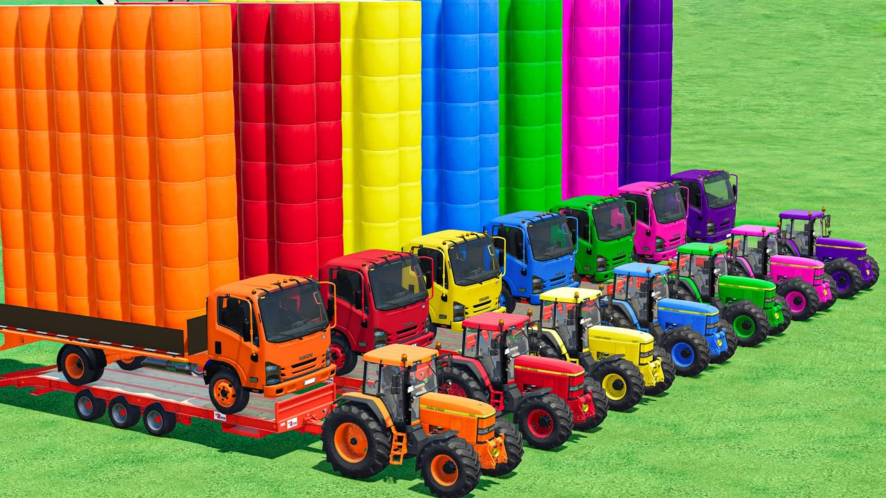 Transport Bales With Autoload Trucks & John Deere Of Colors In Fs22 | Farming Simulator 22