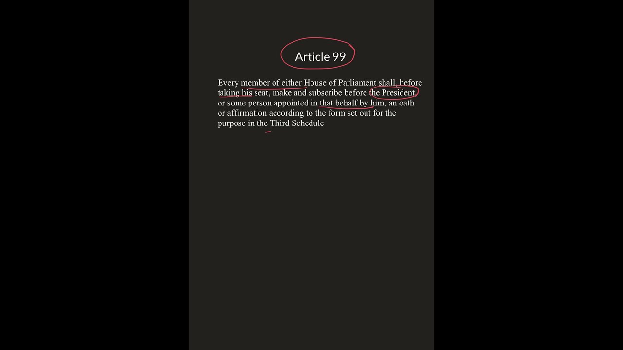Article 99 Indian Constitution Oath Of Parliament Members