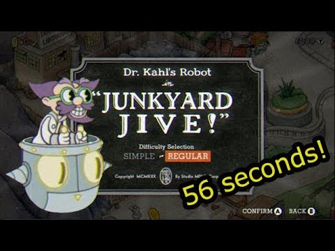 Cuphead Speedrun - Junkyard Jive Regular (0:56)