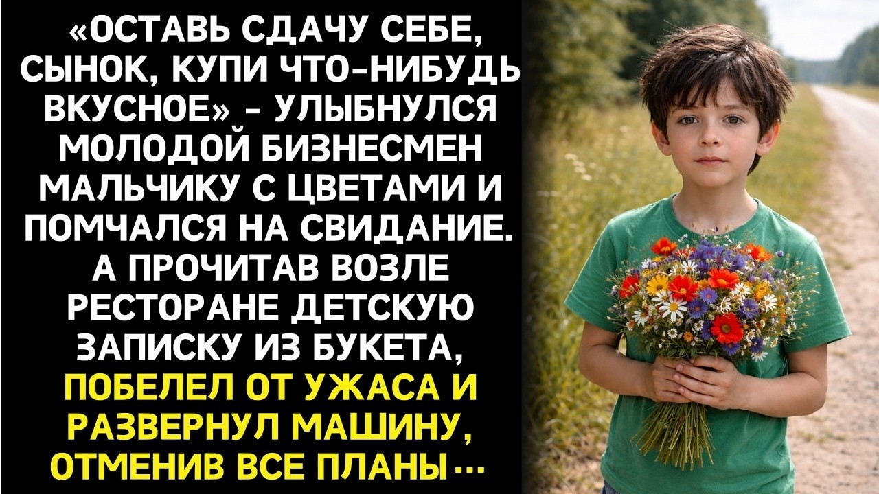 Купив цветы у мальчика на улице, парень обнаружил записку, а прочитав, ужаснулся и поехал в полицию