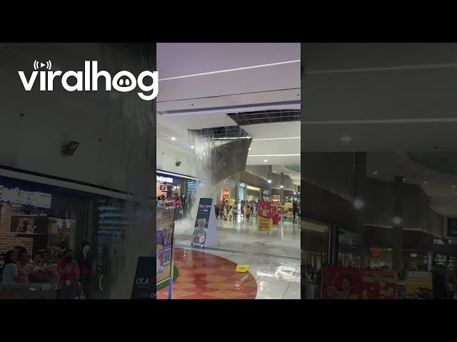 Leaking Water Collapses Mall Ceiling || ViralHog class=