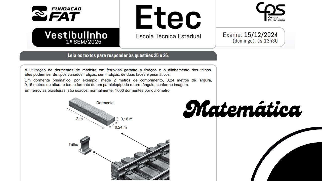 VEST ETEC 2025- A utilização de dormentes de madeira em ferrovias garante a fixação e o alinhamento