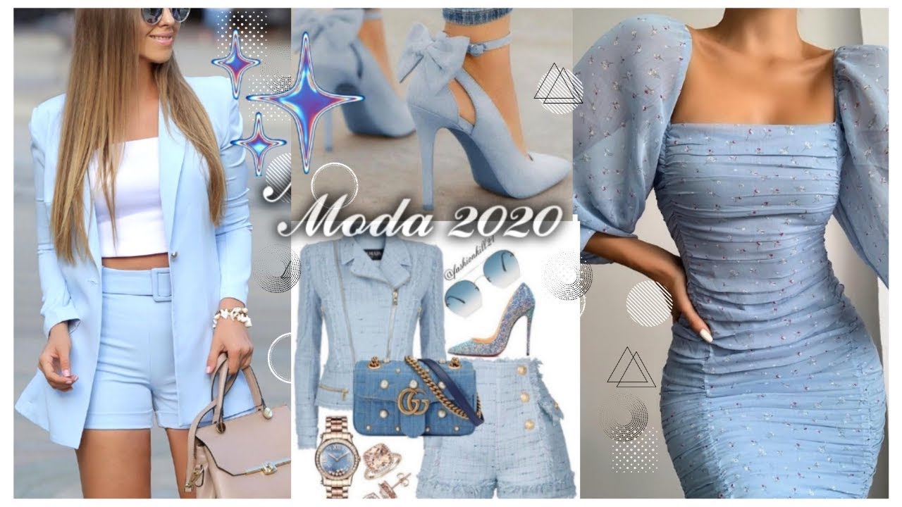 MODA 2020💙 OUTFITS BONITOS COLOR CELESTE💙 TENDENCIAS 2020 OUTFITS 2020  MODA MUJER - YouTube